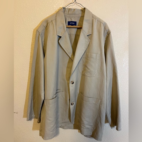 Eton Men's Linen/Cotton/Silk Blend Shirt Jacket, Size XXL